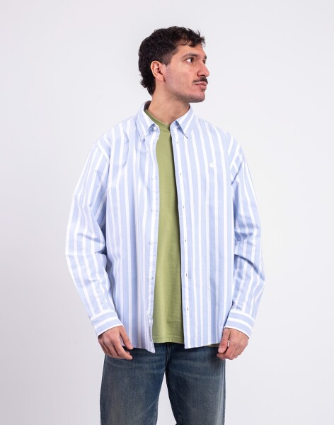 Carhartt WIP L/S Deven Shirt Deven Stripe, Bleach/White XL