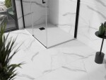 MEXEN/S - Stone+ obdélníková sprchová vanička 90 x 80, bílá, mřížka černá 44108090-B