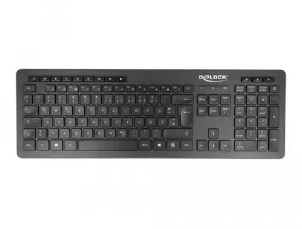 Delock černá / Klávesnice / Bezdrátová 2,4 GHz / QWERTZ / DE / Tichá (12004)