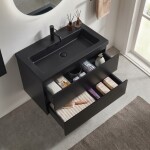 CERANO - Koupelnová skříňka Carole - černá matná + umyvadlo z lit. mramoru Ovo - černá matná - 100,5x53x46,5 CER-979924