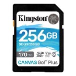 Kingston Canvas Go! Plus SDXC 256GB / UHS-I V30 / čtení: až 170MBs / zápis 90MBs (SDG3/256GB)