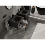MEXEN/S - Rivel koupelnová skříňka 50 cm s umyvadlem Vela, 1 šuplík, reliéf , černá mat 91A20-05023-1-BF71-W23M71