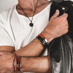 Luxusní pánský náramek s červeným jaspisem Antonio, Červená 20 cm