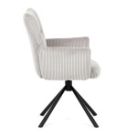 Židle jídelní, krémová manšestrová látka, 360° vratný mechanismus, černý kov