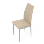 Židle jídelní, béžová látka, šedé kovové nohy
