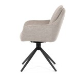 Židle jídelní, 180° otočný mechanismus, šedá voděodolná látka, černý kov