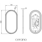 CERANO - Koupelnové LED zrcadlo Alto, kovový rám - černá matná - 55x100 CER-NT8144G-55X100