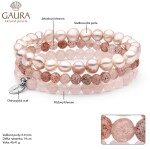 Souprava tří náramků - sladkovodní perla, růžový a jahodový křemen, Růžová 19 cm (S)