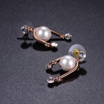 Náušnice s perlou a Swarovski krystaly Barbara, Bílá/čirá