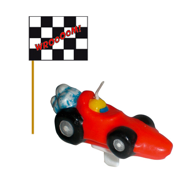 Svíčka na dort formule 6,5 cm a 6 ks papírové vlajky Svíčka na dort formule 6,5 cm a 6 ks papírové vlajky