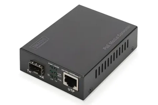Digitus DN-82140 černý / Mediální konvertor / Gigabit PoE / RJ-45 - SFP (DN-82140)