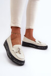 Dámské kožené mokasíny na platformě béžové Assetnima 37