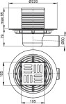 Alcadrain 1 - Alcadrain Podlahová vpust 105×105/50 mm boční, mřížka nerez, vodní zápachová uzávěra APV1311 APV1311
