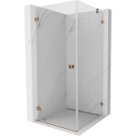 MEXEN/S - Lunar-B sprchový kout dveře křídlové levá 80 x 80, transparent, růžové zlato 832-080-080-60-00-L