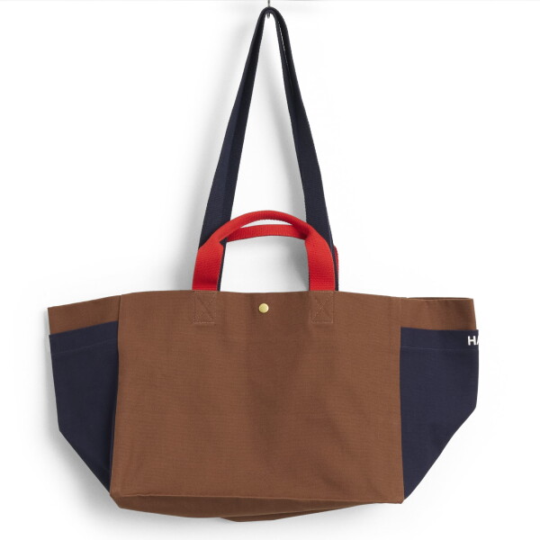 HAY Bavlněná taška Weekend Bag S Brown Multi, hnědá barva, textil