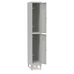 Šedá dvoudílná skříň 500x1200x1800 mm bez nohou se 3 dvířky, typ zámku 2