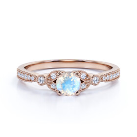 Emporial prsten 14k zlato Vermeil DR14630R-ROSEGOLD-MOONSTONE-ZIRCON Velikost: 10 (EU: 61-63)