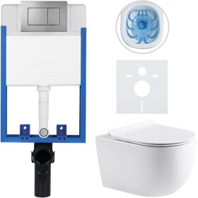 CERANO - Kompletní WC set Profi/Felci - bílá lesklá - WC tlačítko Classic/Tmavě šedá - pro zazdění - 52,5x36 CER-080359