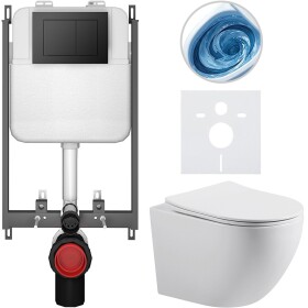 CERANO - Kompletní WC set Basic/Cesso - bílá lesklá - WC tlačítko Maxio/Černá - pro zazdění - 49x36 CER-8050BD85991