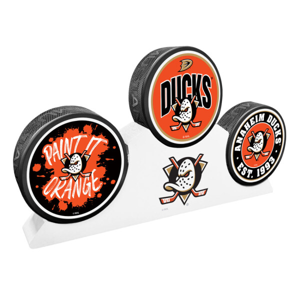 Mustang Puk Anaheim Ducks NHL 3 Puck Podium Set