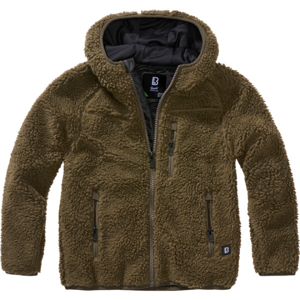 Brandit Bunda dětská Kids Teddyfleece Jacket Hooded olivová 170/176
