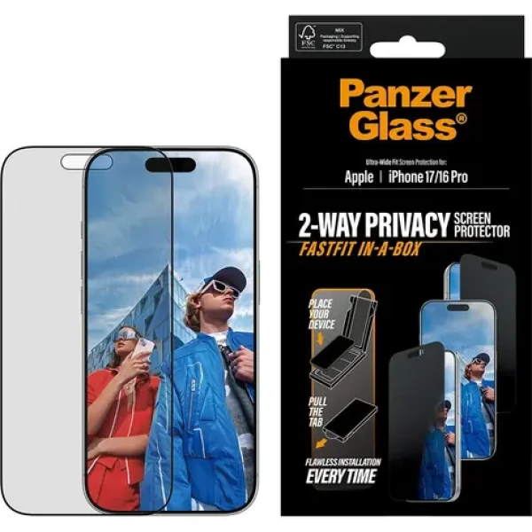 PanzerGlass Stealth Apple iPhone 17/16 Pro s bezprašným aplikačním boxem (PG54911)