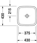 DURAVIT - DuraStyle Umyvadlo na desku, 43x43 cm, s WonderGliss, bílá 03494300001