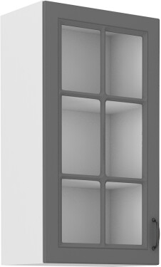 Horní prosklená skříňka Stilo 40 GS-90 1F Barva korpusu: Bílá, Barva dvířek: Dust Grey