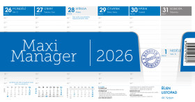 Stolní kalendář 2026 Graspo - Maxi Manager modrý