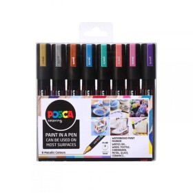 Uni-ball Uni-ball, 153544855, Posca, akrylové popisovače, metalická sada, 8 ks