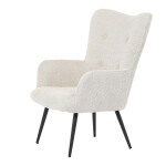 Křeslo "ušák", potah krémová látka, nohy černý kov