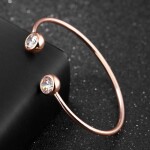 Pevný bangles náramek Iva Rose Gold - ocel, zirkon, Zlatá