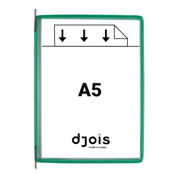 Djois závěsný rámeček s kapsou, A5, otevřený shora, zelený, 10 ks