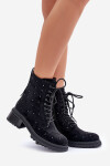 Zdobené dámské botky workerky zateplené D&A černé MR880-017 36