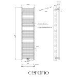CERANO - Koupelnový radiátor Benito - středové připojení 50mm/boční - 555 W - chrom - 1700x450 mm CER-714676