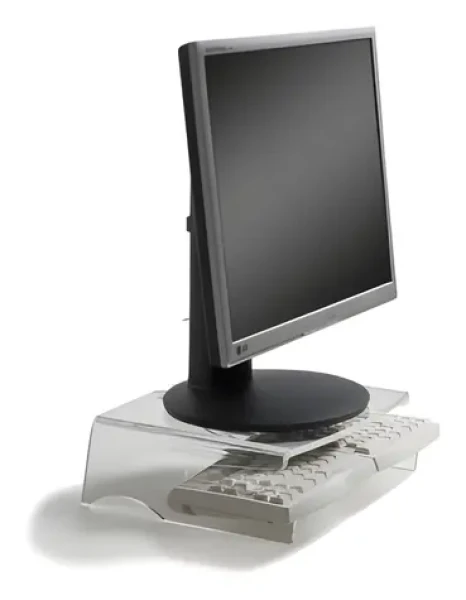 BakkerElkhuizen Q-Riser 100 transparentní / Podstavec pod monitor / výška 105 mm / nosnost 10 kg / 10-30" (BNEQR100)