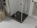 MEXEN/S - Lima sprchový kout zalamovací dveře 90 x 90, transparent, zlatý + Flat černá vanička se sifonem 856-090-090-50-00-4070G