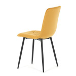 Židle jídelní, žlutá sametová látka, nohy černý kov