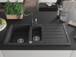 MEXEN/S - Andres granitový dřez s odkapávačem včetně baterie Carla, černá nakrapiany 6515-76-670700-76