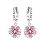 Stříbrné visací náušnice Sakura s růžovými květy - stříbro 925/1000, Růžová