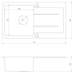 SAMONA - Granitový vestavný dřez s odkapem, 77x44cm, šedá 30874508