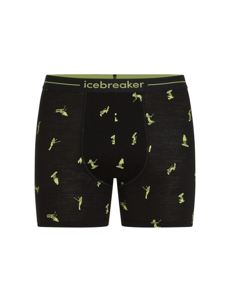 Pánské merino boxerky ICEBREAKER Mens 150 Anatomica Boxers Ski Day, Black/Peridot/Aop velikost: L