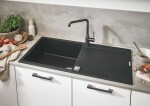 GROHE - Dřezy Kompozitní dřez K500 s automatickým odtokem, 100x50 cm, granitová černá 31645AP0