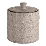 Spirella RELIEF / Dóza na odličovací tampony / béžová / porcelán / 9,3 × 11 cm