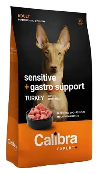 Calibra Dog EXPERT+ Adult Sensitive+Gastro support krůtí 12 kg / Granule pro psy / bez obilovin / citlivé trávení
