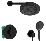 HANSGROHE - Sprchový set s baterií pod omítku, s tělesem, průměr 25 cm, 3 proudy, matná černá SANI21HHH404