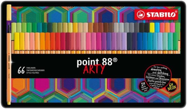 STABILO Pen 68 Arty Sada v kovovém pouzdru 66 ks