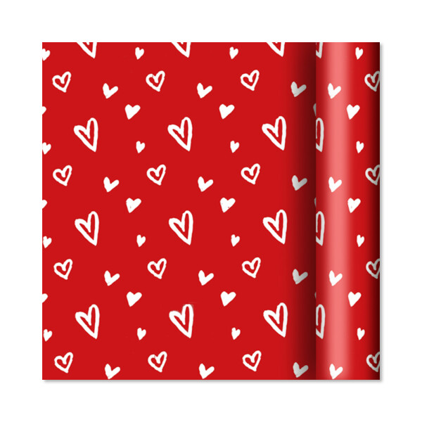 Dárkový papír - role 2 m × 70 cm - Srdíčka na červené - Albi