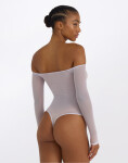 Tričko Organic Basics Mesh Off-Shoulder Bodysuit Soft Lilac