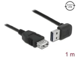 Delock Easy USB 2.0 A (M) - A (F) kabel černá / Prodlužovací kabel / pravoúhlý 90° / oboustranný konektor / 1m (83547)